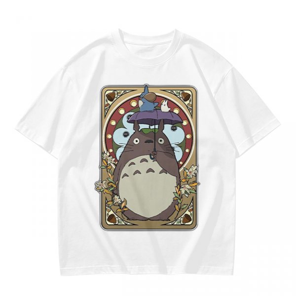 Olive Green T-Shirt With My Neighbor Totoro Art Nouveau Print