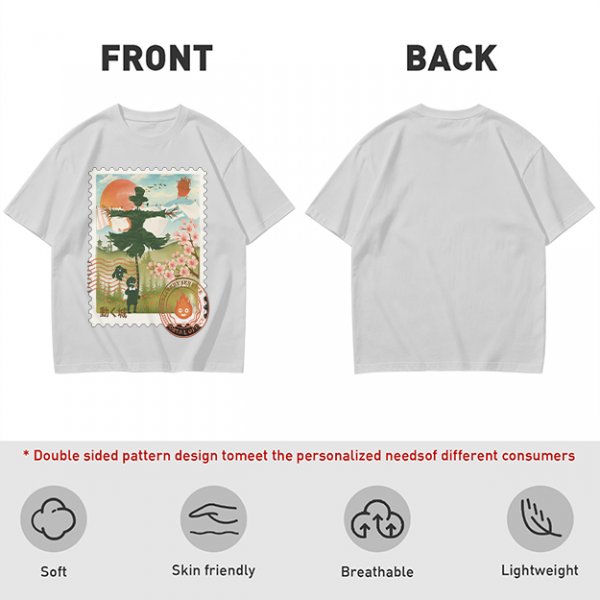 Howl's Moving Castle Stamp Graphic Olive T-Shirt