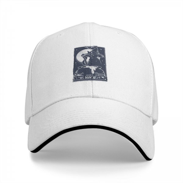 Black Baseball Cap With Witch Cat Cauldron Tarot Art Print