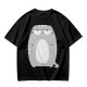 Olive Green T-Shirt With Grumpy Chubby Gray Cat Graphic