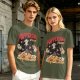 Olive green graphic t-shirt with playful pupperoni pizza dog design