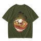 Olive T-Shirt With Skull Ramen Bowl Graphic