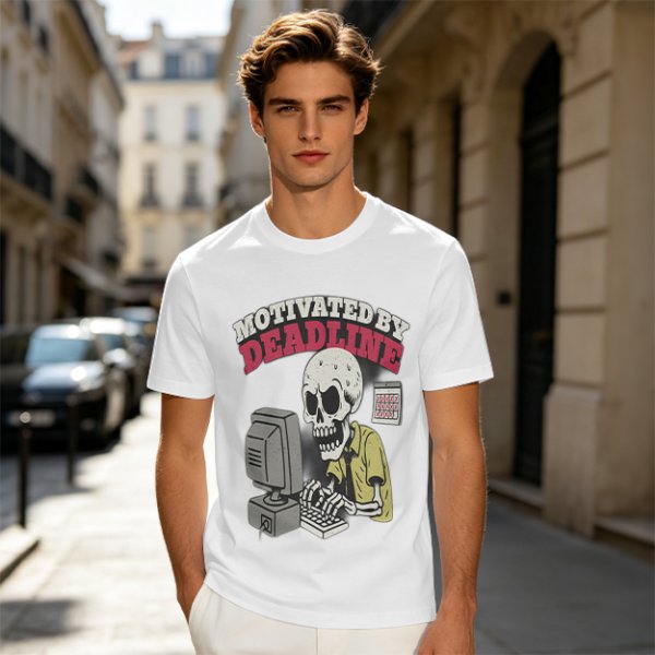 Motivated by Deadline Skeleton Working at Computer T-Shirt