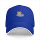 Black baseball cap with a cartoon cat working on a laptop print