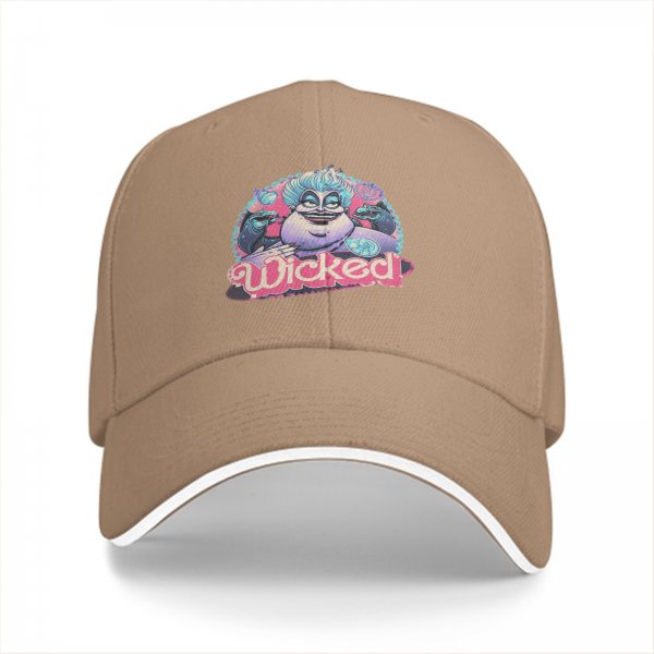 Black baseball cap with Ursula 'Wicked' villain graphic print