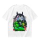 Olive Green T-Shirt with Totoro Nature Landscape Graphic Print
