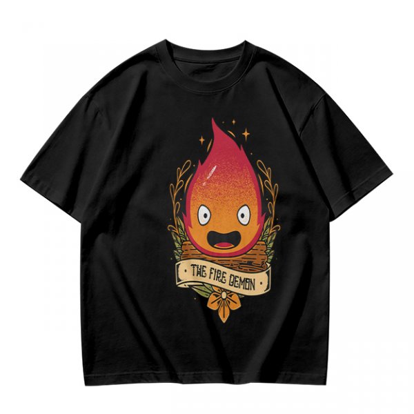 Olive T-Shirt Featuring Calcifer The Fire Demon Artwork