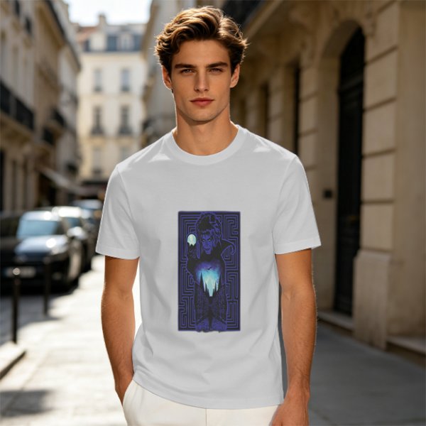 Olive T-Shirt With Mystical Maze Sorcerer Graphic Print