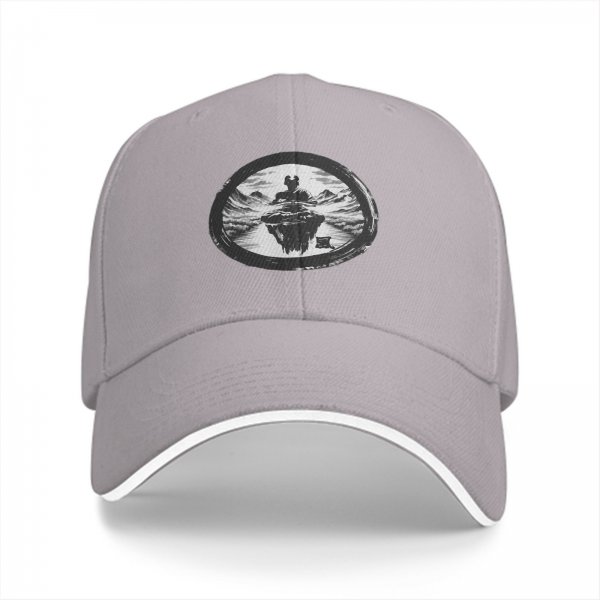 Black Baseball Cap With Floating Island Landscape Graphic