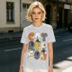 Olive T-Shirt With Cute Cat Letter Graphic Design