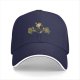 Black baseball cap with whimsical frog network graphic design