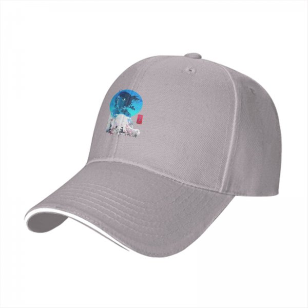 Black Baseball Cap With Anime Girl Blue Circle Art Print