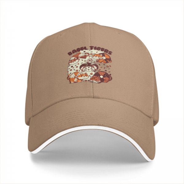 Black Baseball Cap With Cute Bagel Themed Hamster Art