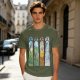 Olive T-Shirt With Stained Glass Style Four Seasons Forest Creature Art