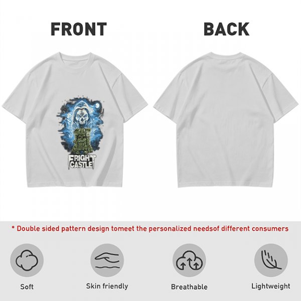 Olive T-Shirt with Fright Castle Skull Ghost Graphic