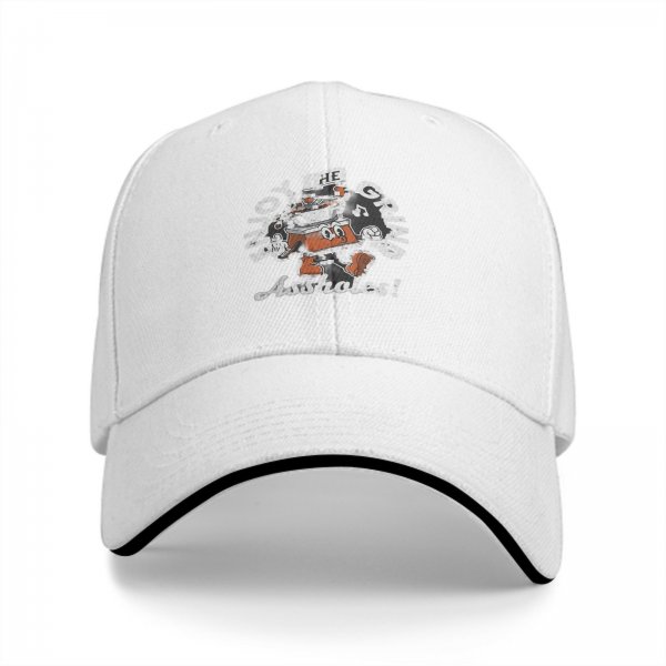 Black baseball cap with 'Enjoy The Grind Assholes!' cartoon print