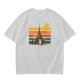 Olive T-Shirt With Retro Sunset Fantasy Castle Graphic