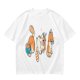Olive T-Shirt With Playful Orange Cat Illustrations