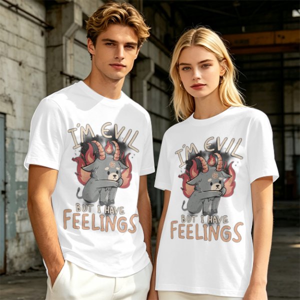 I'm Evil But I Have Feelings Cute Demon Goat Graphic T-Shirt