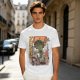 Olive T-shirt with Giant Broccoli Monster Attacking City Art