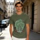 Olive T-shirt with Green Dragon and Samurai Warrior Graphic