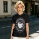 Olive t-shirt with 'New Emotion Caffeine Addiction' coffee cup graphic