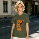 Olive T-Shirt with Cat-Themed Rock Band Concert Poster Print