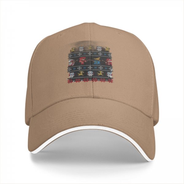 Black Baseball Cap With Ugly Christmas Style Fantasy Character Print