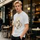 Olive T-Shirt With Cute Angry Ghost Holding Axe Graphic