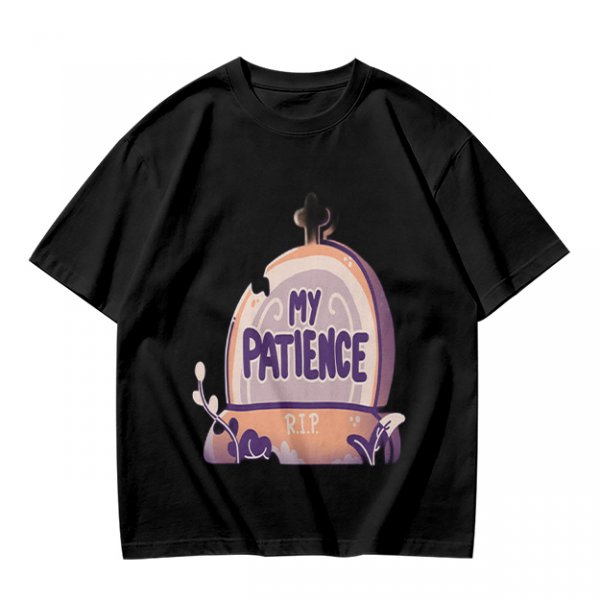 Olive T-Shirt With 'My Patience' Gravestone Graphic Print