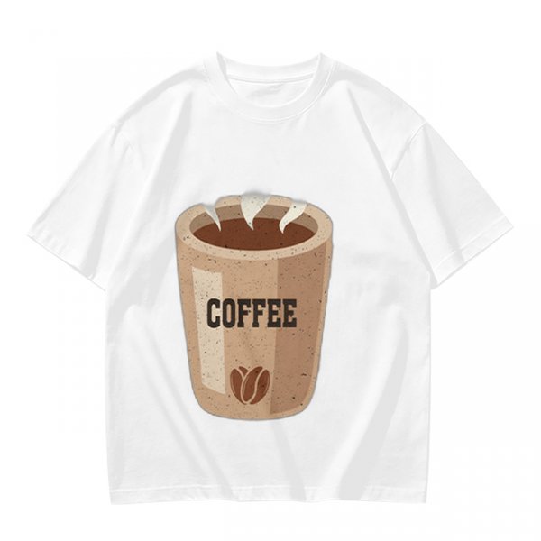 Olive Green T-Shirt With Coffee Cup Graphic Print