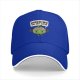 Black baseball cap with 'Working On My Core' fitness apple graphic
