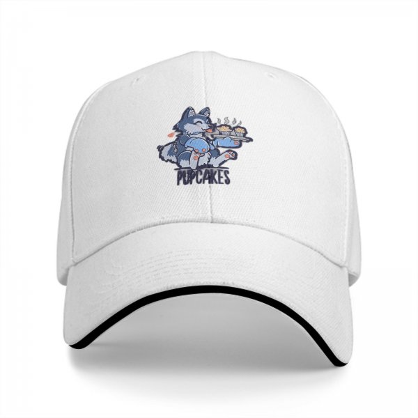 Black Baseball Cap With Cute Husky Holding Pupcakes Art