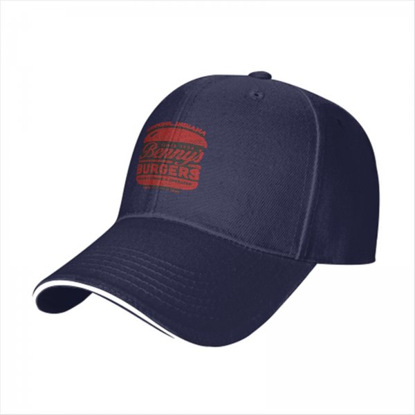 Black baseball cap with Benny's Burgers graphic print