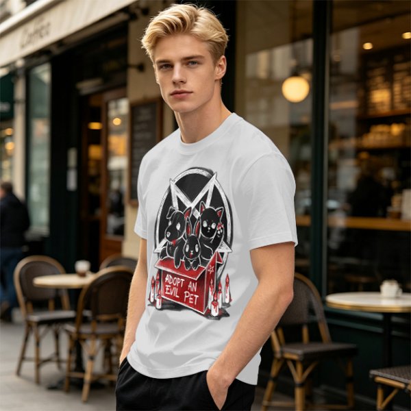 Adopt An Evil Pet T-Shirt With Pentagram And Spooky Animal Art