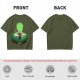 Olive Anime T-Shirt With Samurai Warrior Silhouette Art