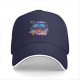Black baseball cap with psychedelic blue cat graphic design