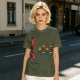 Olive T-Shirt With Cartoon Grill And Skewers Print