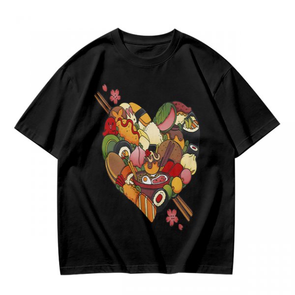 Olive T-Shirt With Heart Shaped Sushi Food Art Print