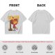 Olive green t-shirt with whimsical miso character graphic print