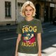 Olive graphic t-shirt with 'Better a Frog Than a Fascist' pilot frog design
