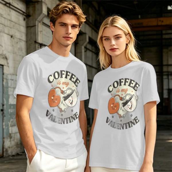 Coffee Is My Valentine Graphic T-Shirt For Coffee Lovers