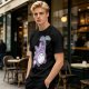 Olive T-Shirt With Cute Chibi Totoro Holding Leaf Print