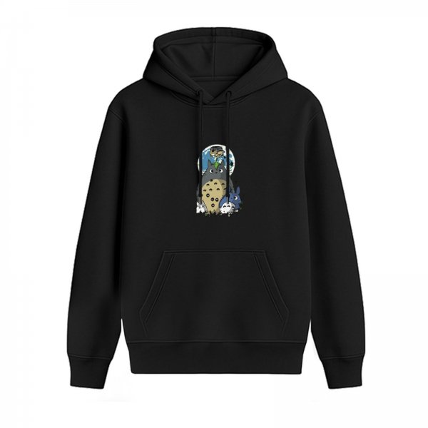 Black hoodie with My Neighbor Totoro character graphic print
