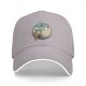 Black baseball cap with witch and black cat fantasy town print