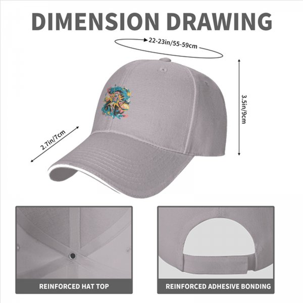 Black Baseball Cap With Colorful Anime Space Character Graphic
