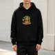 Black hoodie with cute potted plant character graphic