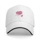 Black baseball cap with sad running pink heart graphic