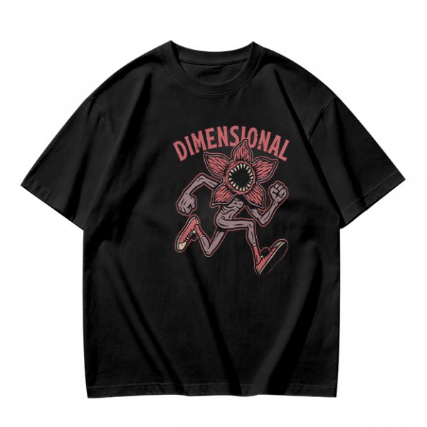 Olive green t-shirt with dimensional demogorgon graphic print