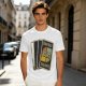Olive T-Shirt with Retro Uno Wild Draw Four Card Graphic